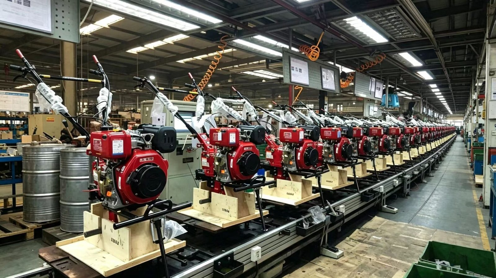 Automatic assembly production line for walking tractors in Sunto agricultural machinery factory