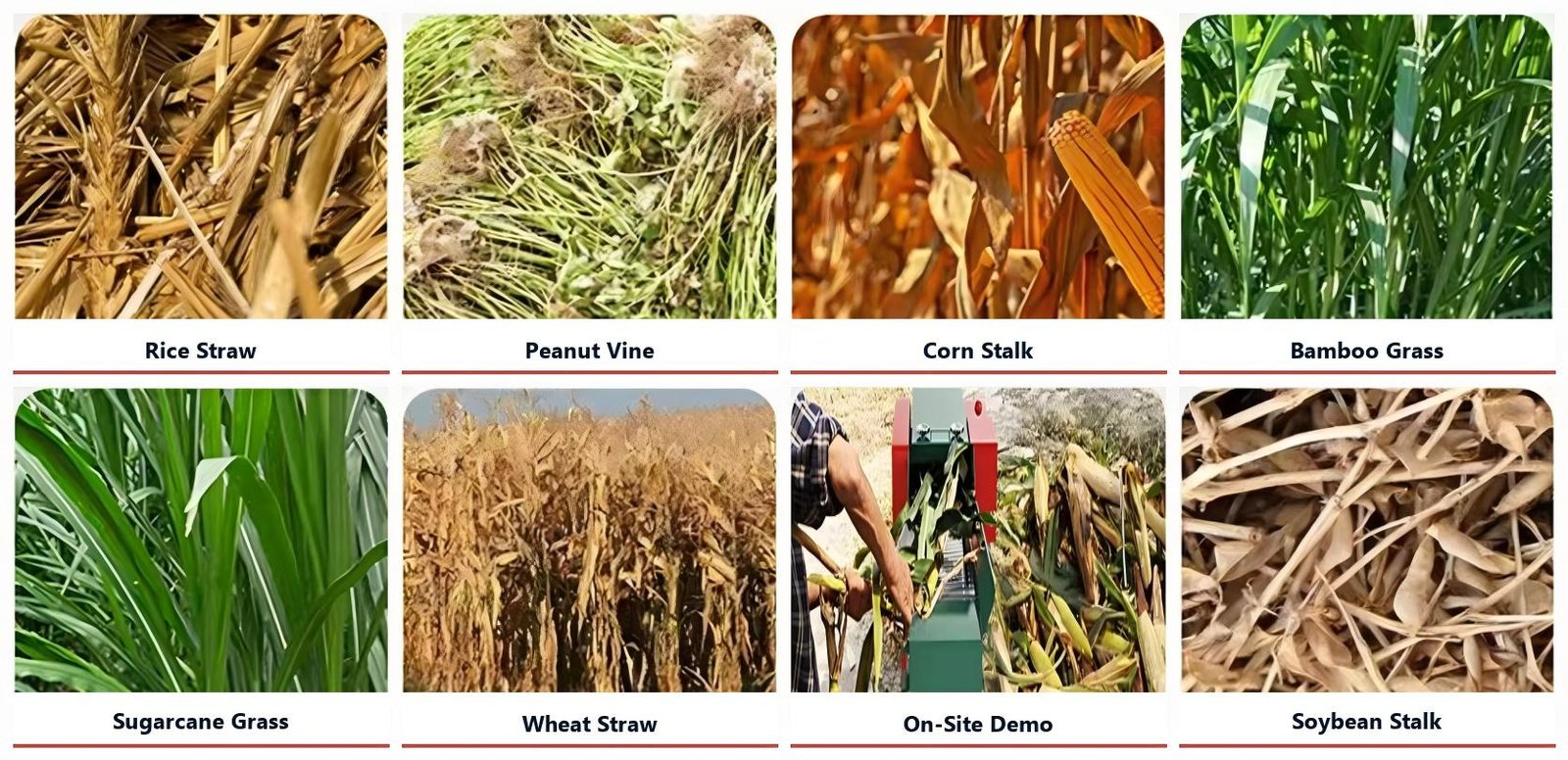 Chaff cutter processing corn stalks, wheat straw, rice straw, alfalfa and other green forage crops on a farm