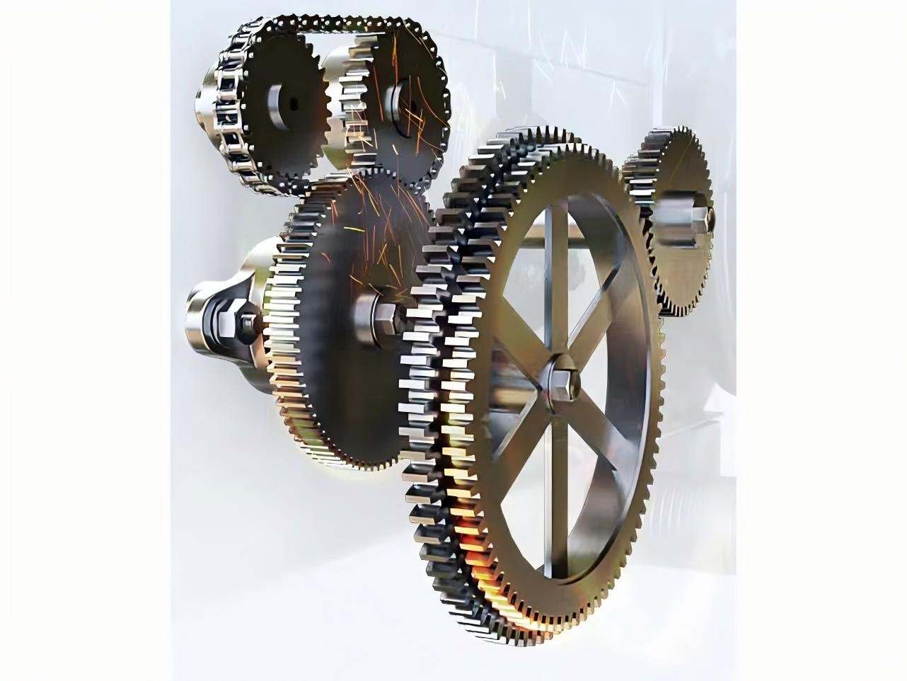 Quenched forged steel gear for chaff cutter transmission showing precision machined teeth and hardened surface finish
