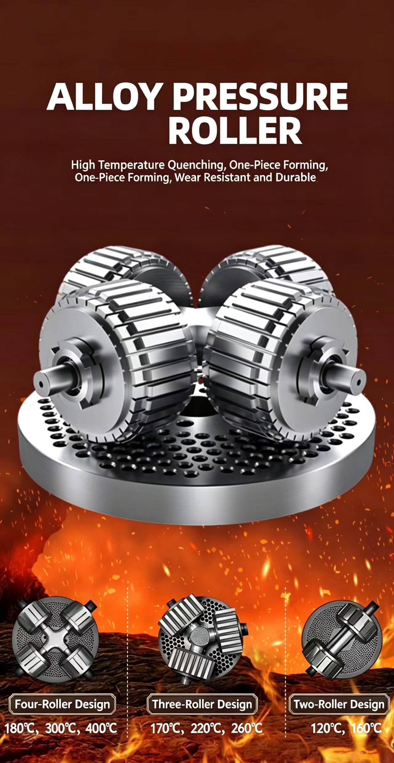 Sunto feed pellet machine hardened flat die and alloy steel pressure rollers close-up