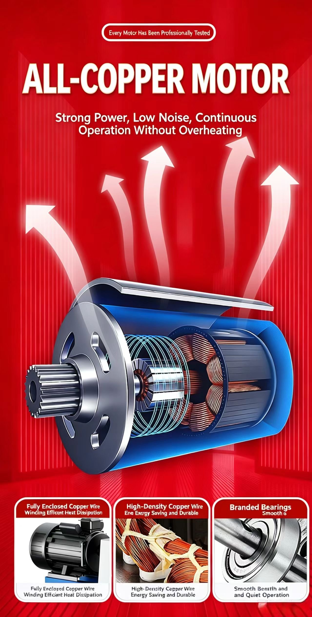 Sunto feed pellet machine all-copper motor with fully enclosed windings, high-density copper wire and branded bearings