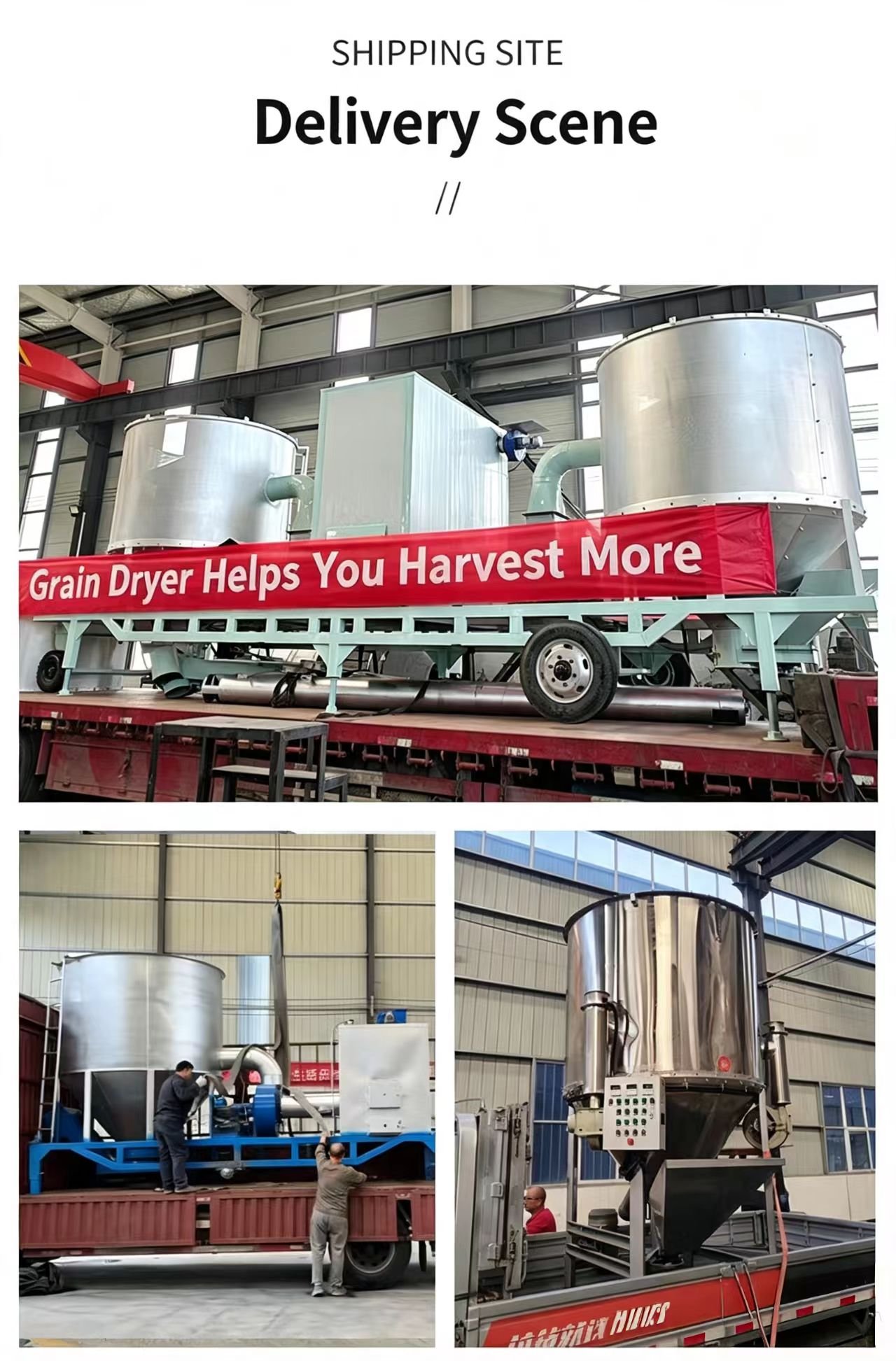 Sunto mobile grain dryer delivery scene shipping site container loading