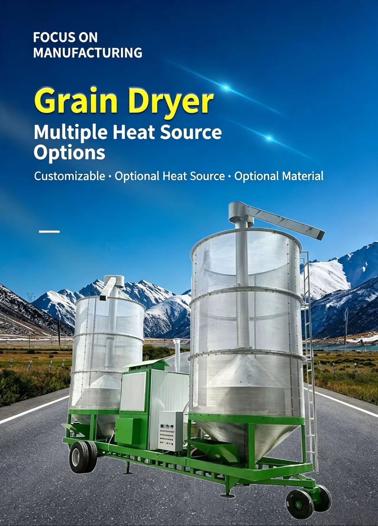 Sunto mobile grain dryer multiple heat source options portable design
