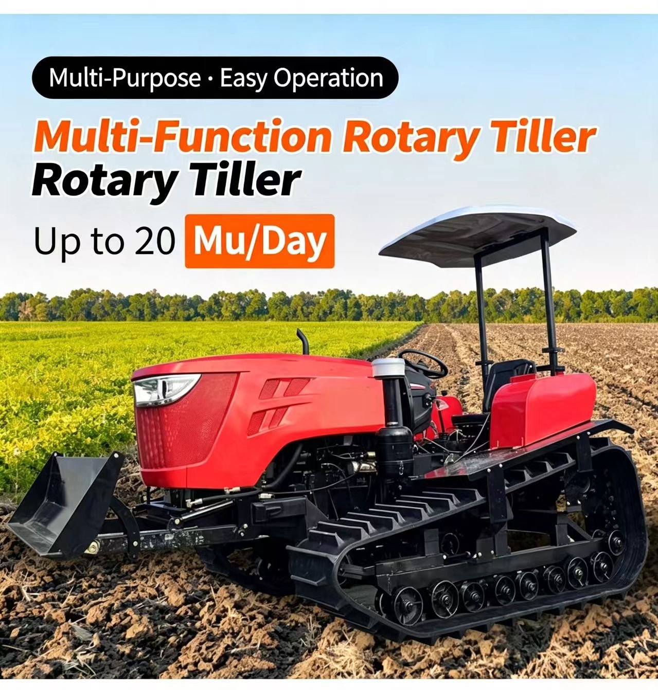 Sunto 25-35HP multi-function crawler rotary tiller working in farmland with up to 20 mu per day capacity
