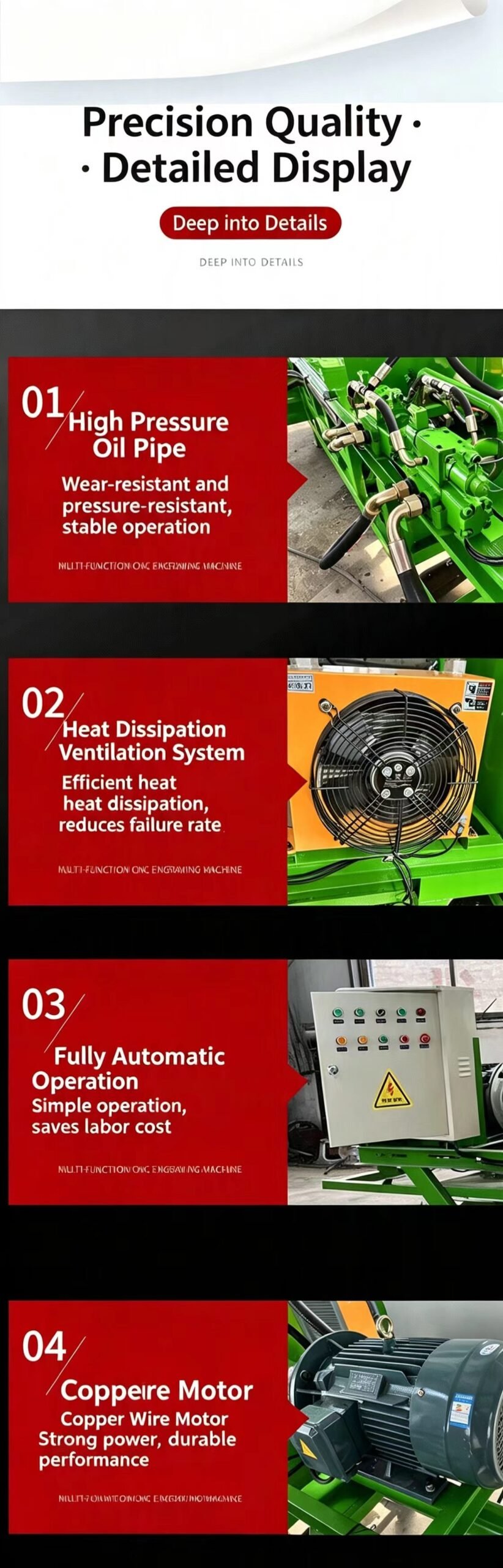 Sunto 9YF-70 square silage baler four detail advantages: high pressure oil pipe, heat dissipation ventilation system, fully automatic operation and copper wire motor